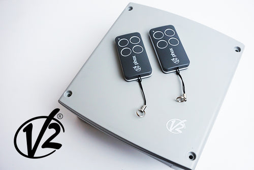 V2 remote control kit with two handsets/keyfobs for roller shutters and garage doors 